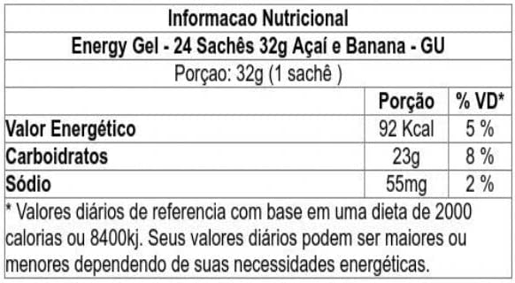 Gu energy gel - Açaí com Banana | Sachê 32g