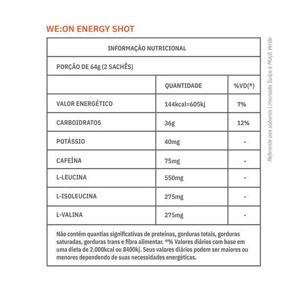 Energy Shot - Sabor Frutas Amarelas - Sem cafeína - Suplemento em gel